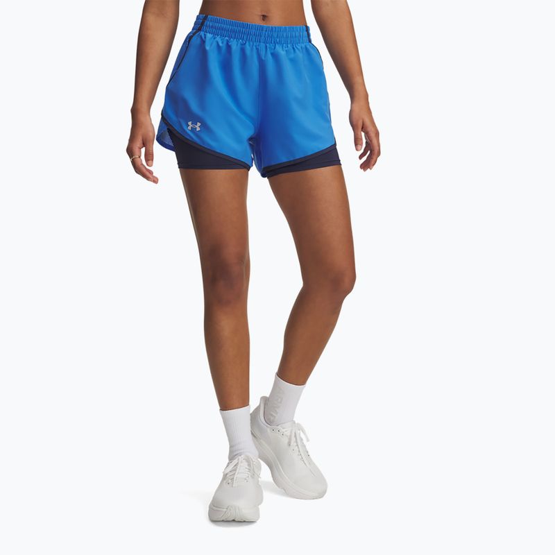 Шорти для бігу жіночі Under Armour Fly By 2in1 blue atlantis/washed navy/reflective