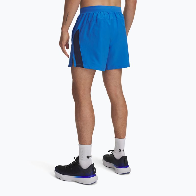 Шорти для бігу чоловічі Under Armour Launch 5" blue atlantis/washed navy/reflective 3