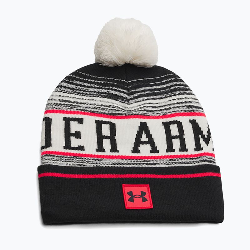 Шапка зимова чоловіча Under Armour Halftime Pom Beanie stone/racer red/black
