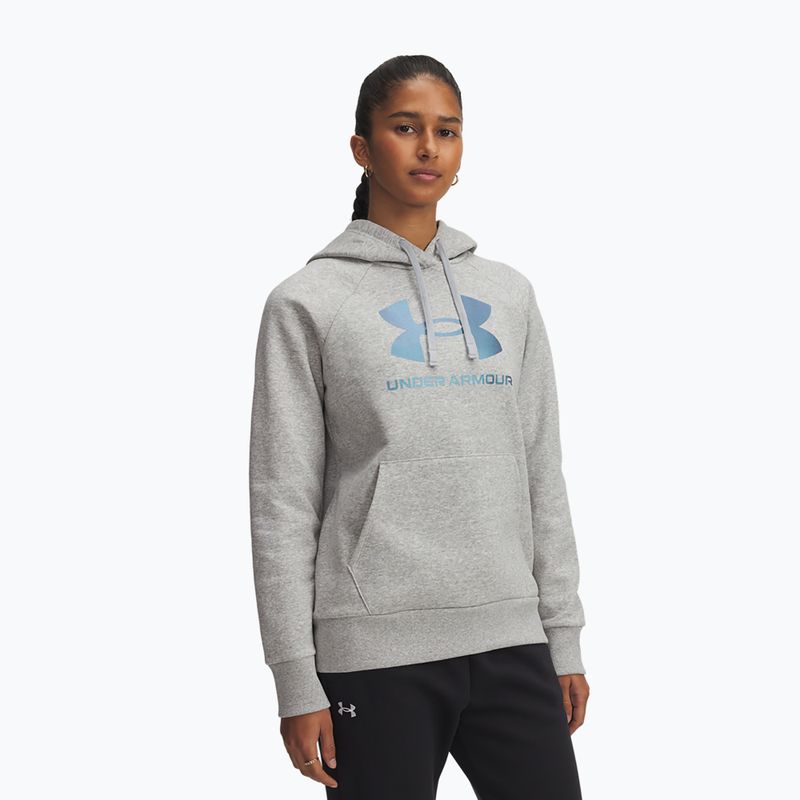 Кофта жіноча Under Armour Rival Feelce Shimmer Hoody mod gray light heather/iridescent