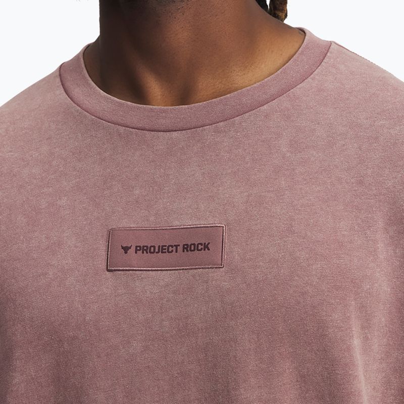 Футболка для тренувань чоловіча Under Armour Project Rock Heavyweight Oversized maroon mist/black 3