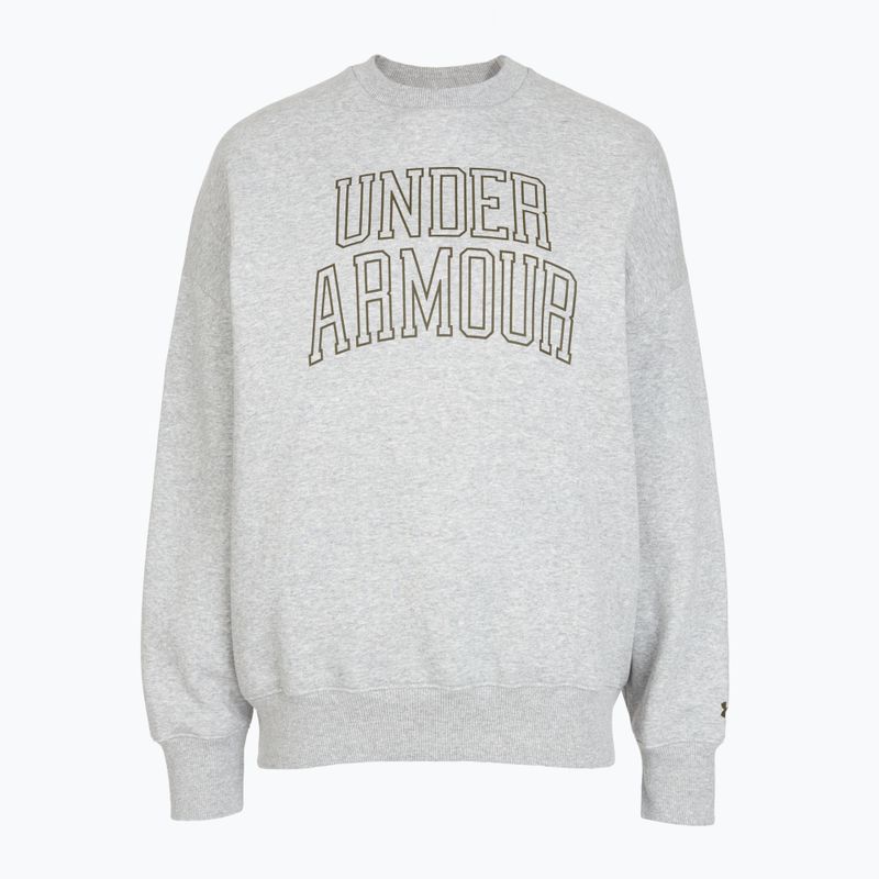 Кофта жіноча Under Armour Rival Fleece Varsity Crew halo gray light heather/expedition green 3