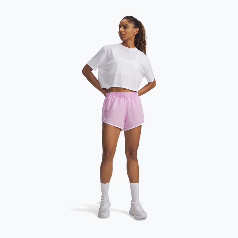 Шорти для бігу жіночі Under Armour Fly By 3" pink dawn/white 2