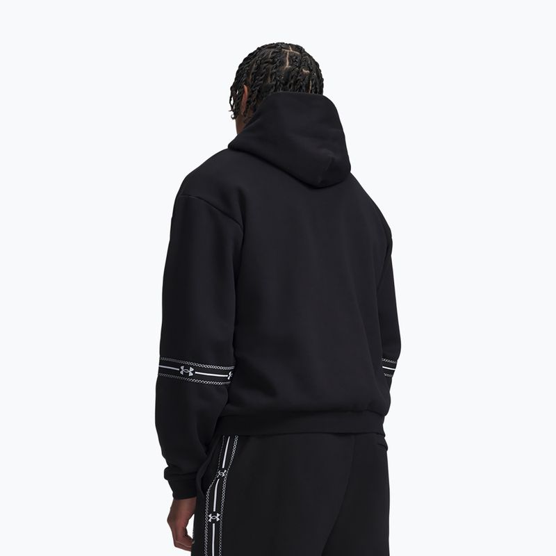 Кофта чоловіча Under Armour Icon Fleece Taped Hoodie ultimate black/white 2