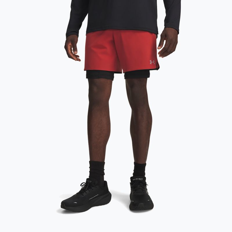 Шорти для бігу чоловічі Under Armour Velociti Pro 2IN1 Shorts heritage red/reflective