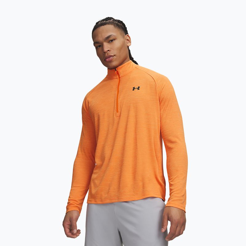 Кофта чоловіча Under Armour Tech Textured 1/2 Zip LS outrageous orange/black