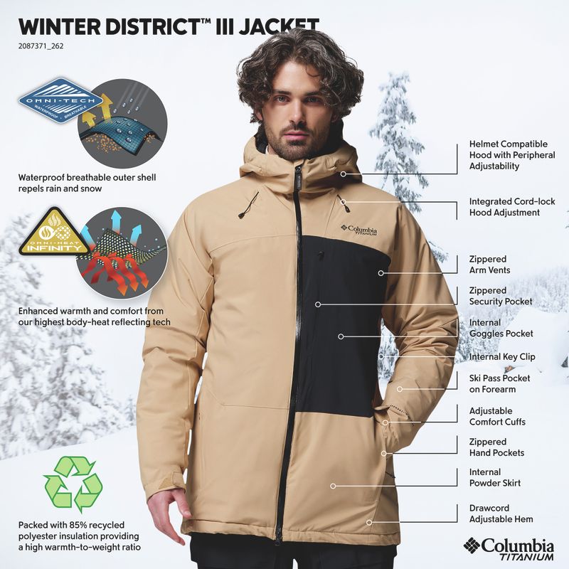 Куртка гірськолижна чоловіча Columbia Winter District III canoe/black 15