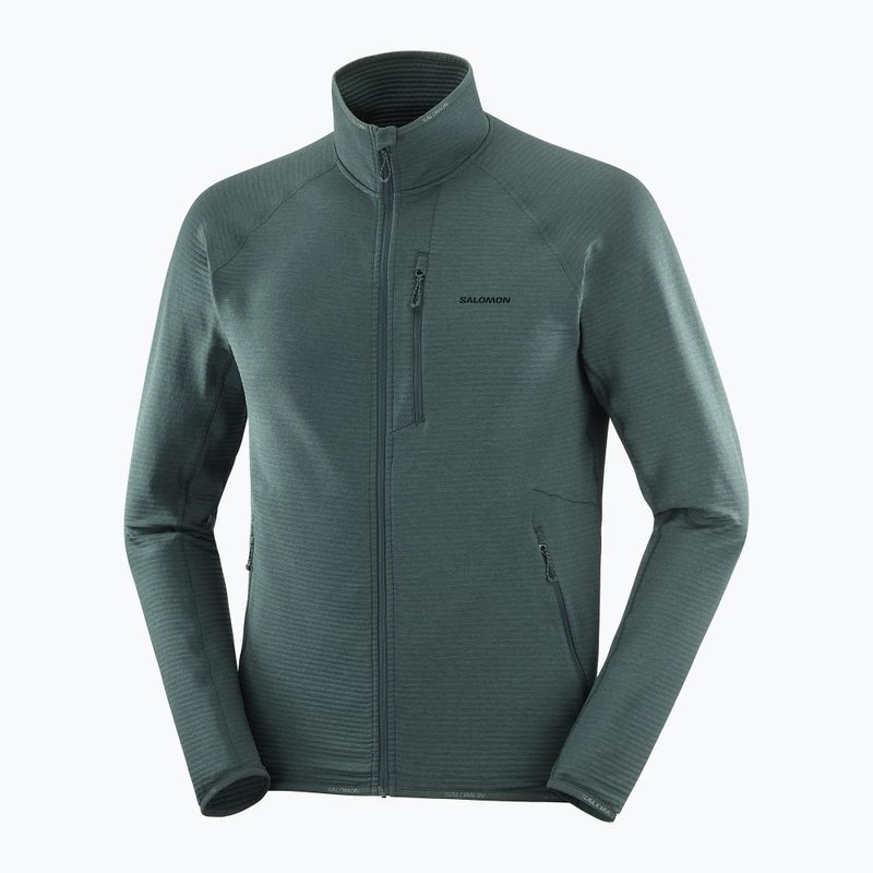 Кофта трекінгова чоловіча Salomon Essential Lighwarm Full Zip green gables 3