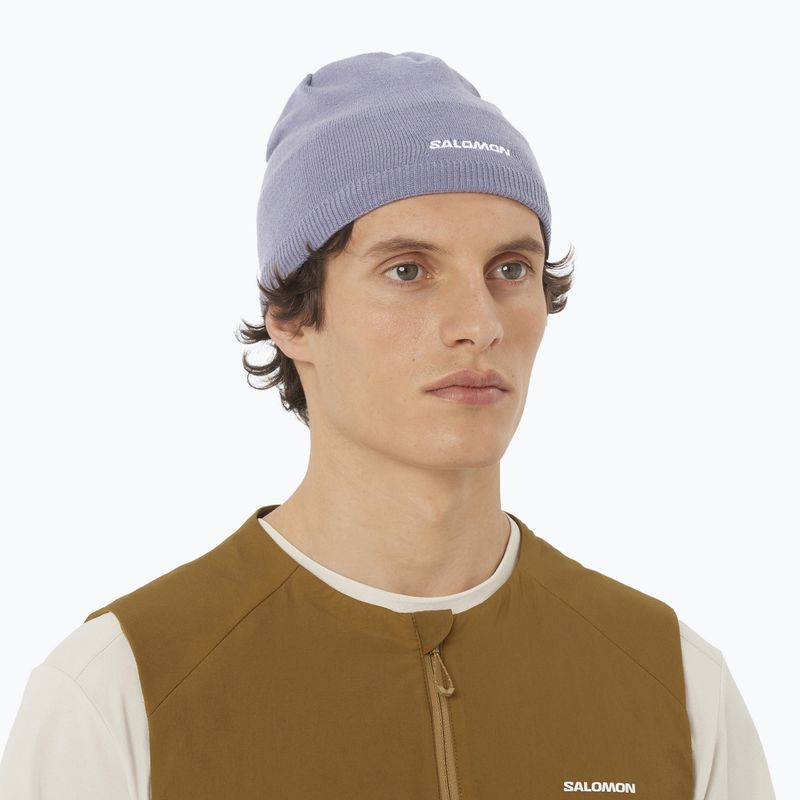 Шапка зимова Salomon Beanie blue granite 2