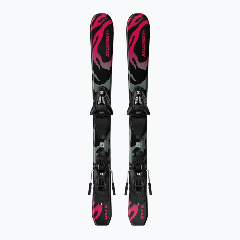 Лижі гірські дитячі + кріплення Salomon QST Jr Black XS + C5 GW black/neon punch 2