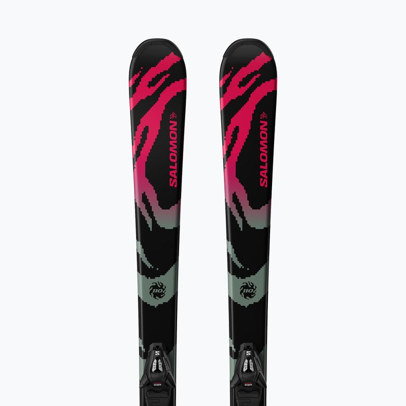 Лижі гірські дитячі + кріплення Salomon QST Jr Black S + C5 GW black/neon punch 5
