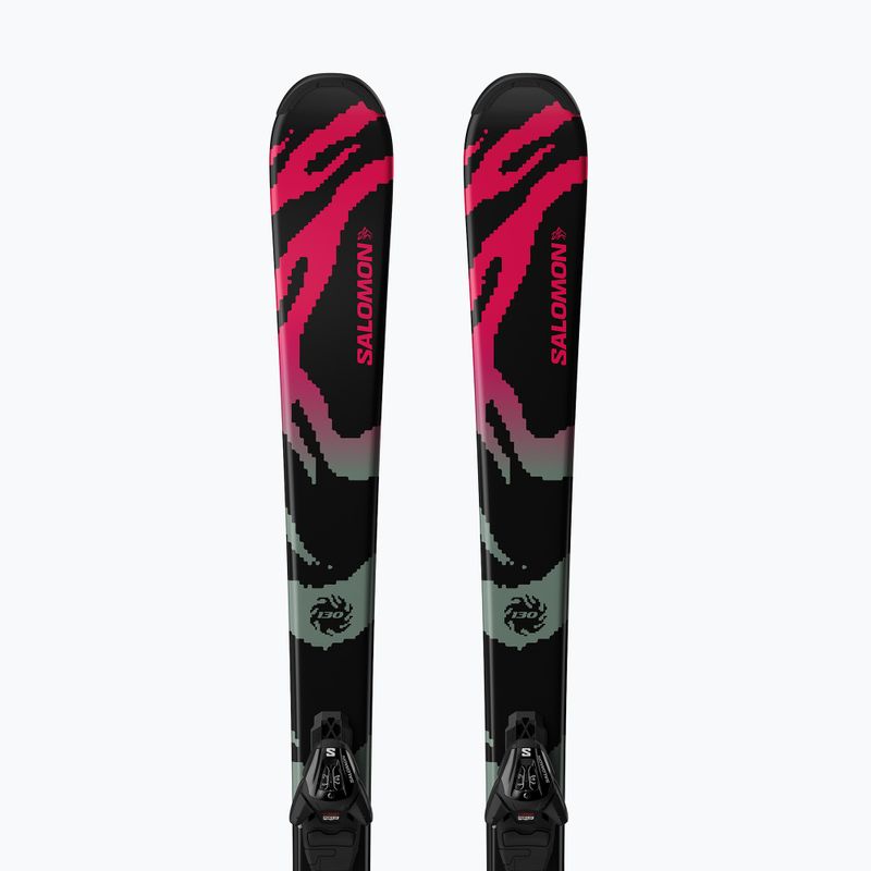 Лижі гірські дитячі + кріплення Salomon QST Jr Black M + L6 GW black/neon punch 5