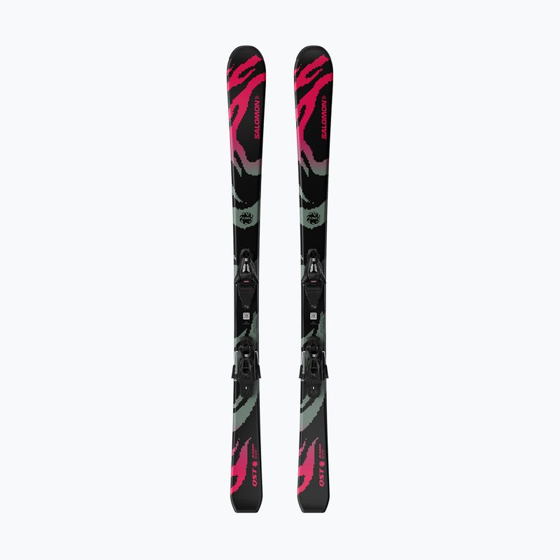 Лижі гірські дитячі + кріплення Salomon QST Jr Black M + C5 GW black/neon punch