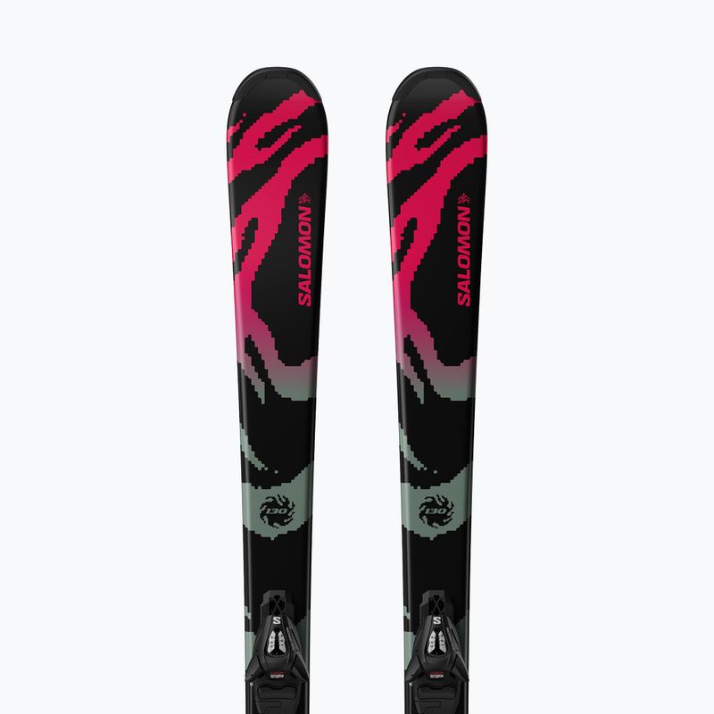 Лижі гірські дитячі + кріплення Salomon QST Jr Black M + C5 GW black/neon punch 5
