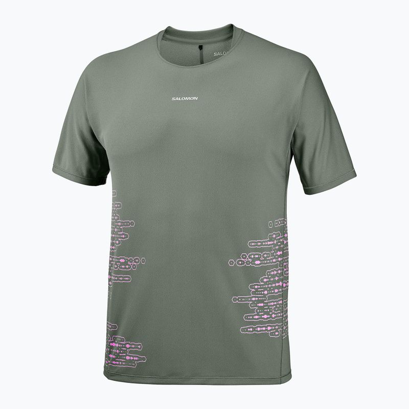 Футболка для бігу чоловіча Salomon Sense Aero GFX Tee SS castor gray/pink frosting 4