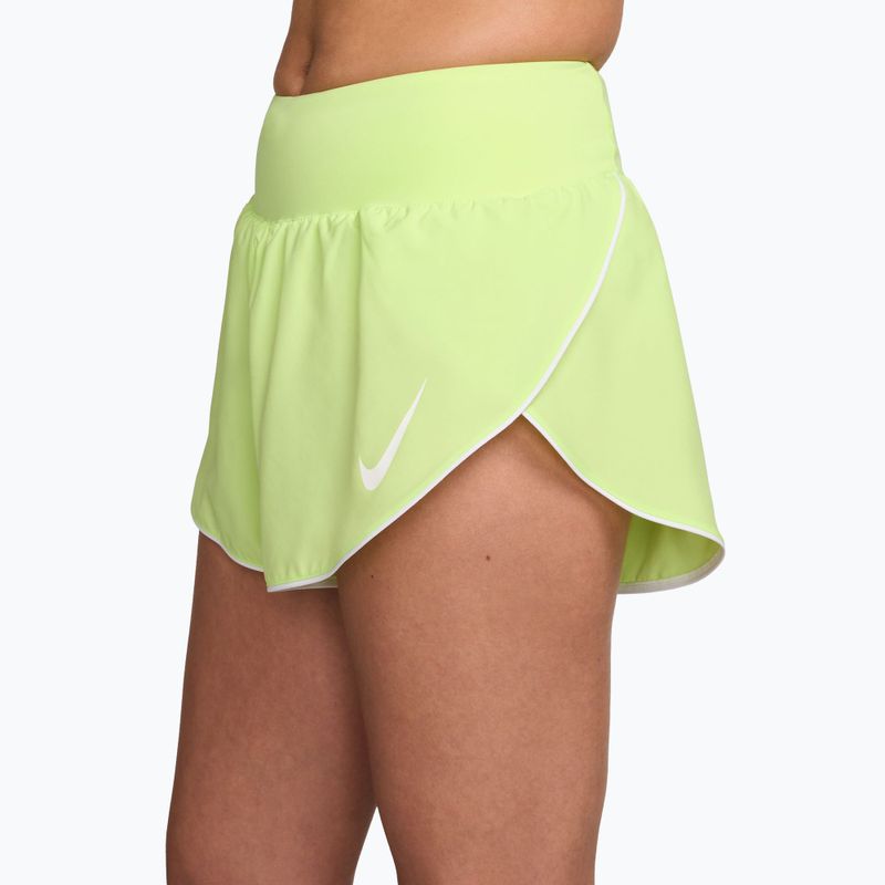 Шорти для бігу жіночі Nike Tempo Swoosh Dri-Fit Mid-Rise Brief-Lined light lemon twist/white 3