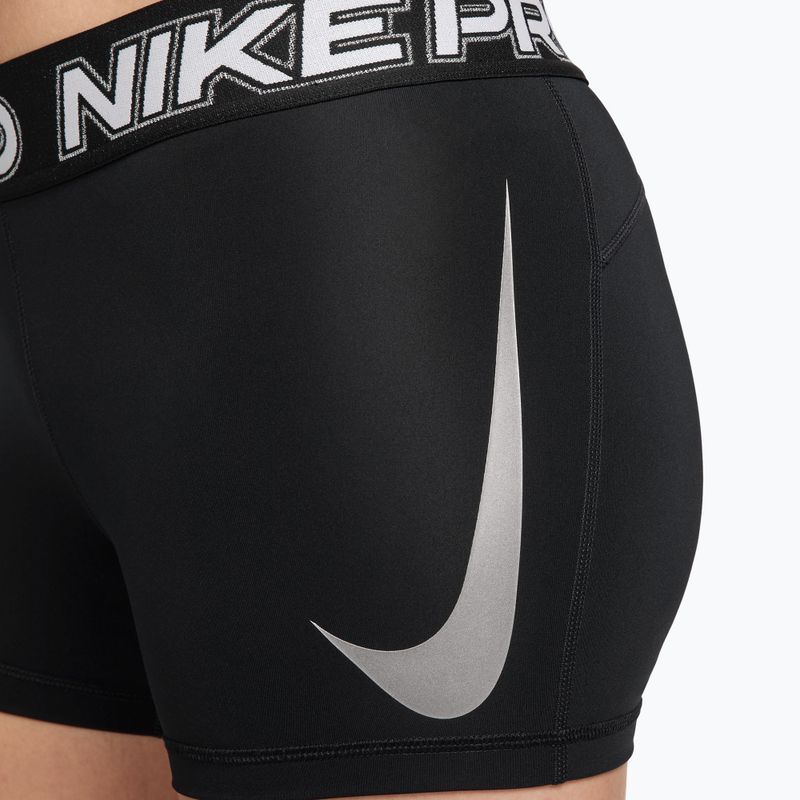 Шорти для тренувань жіночі Nike Pro Mid Rise Biker 3" black/white/metallic silver 8