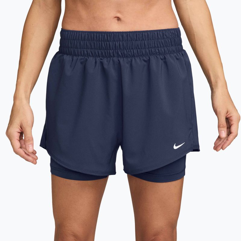 Spodenki damskie Nike One Dri-Fit High-Waisted 3" 2In1 midnight navy/white