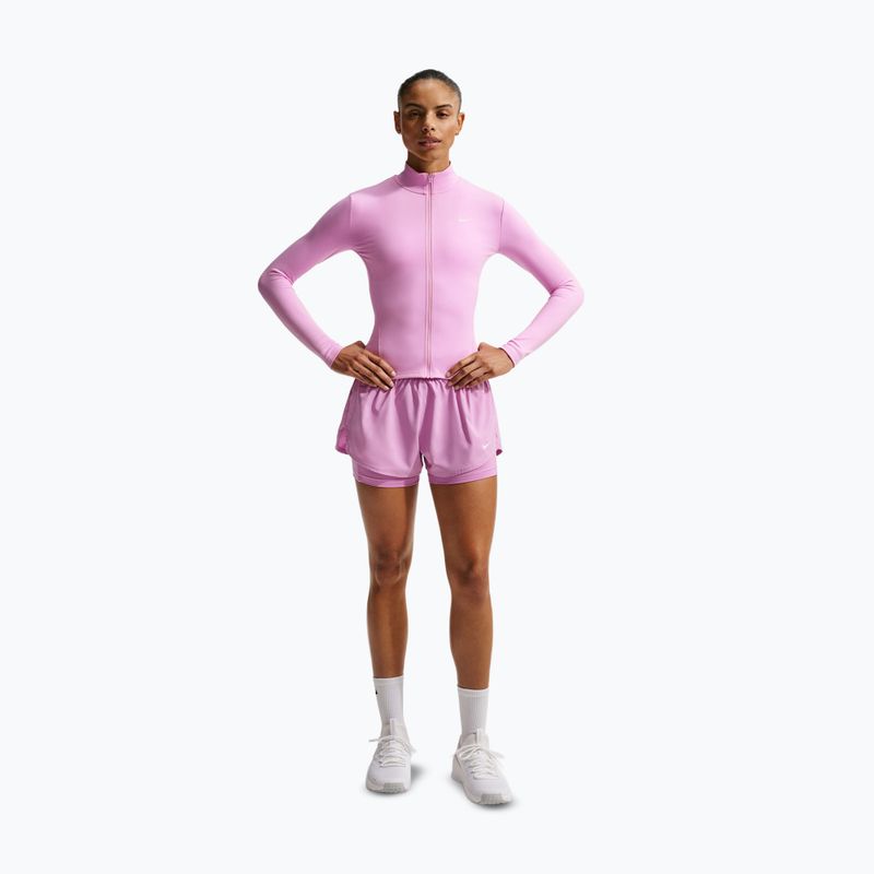 Шорти для бігу жіночі Nike One Dri-FIT 2IN1 light magenta/white 2