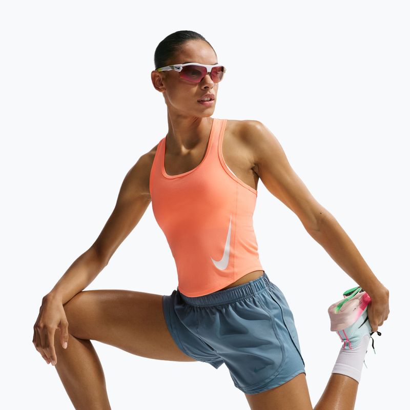 Футболка для бігу жіноча Nike Swoosh Run Dri-Fit orange pulse/photon dust/white 4