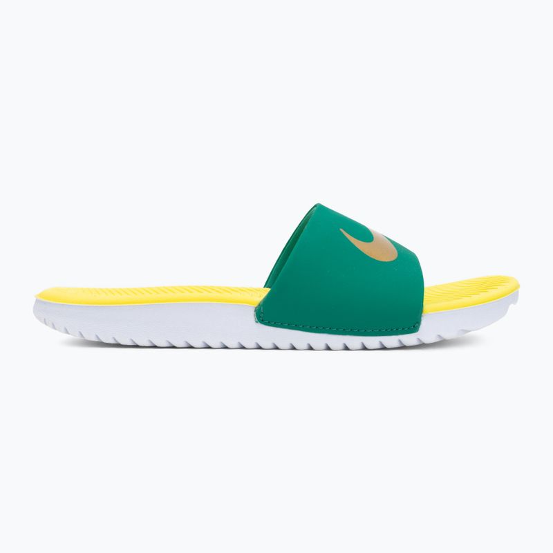 Шльопанці дитячі Nike Coffee malachite/sonic yellow/metallic gold 2