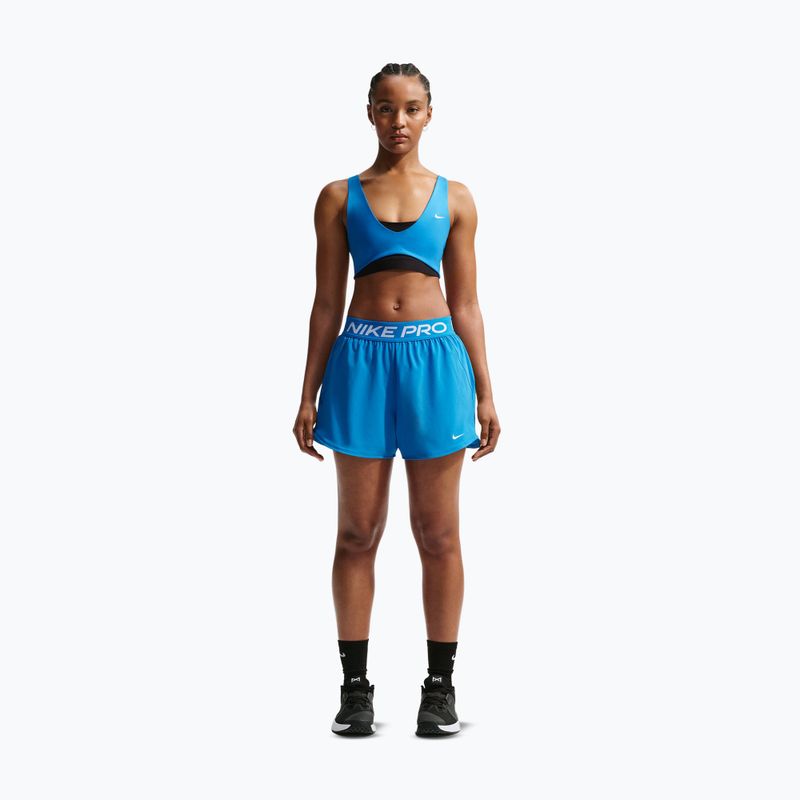 Шорти для тренувань жіночі Nike Pro 2in1 light photo blue/white 2