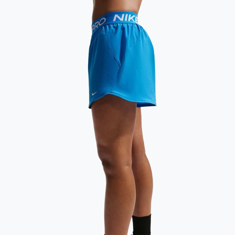 Шорти для тренувань жіночі Nike Pro 2in1 light photo blue/white 5
