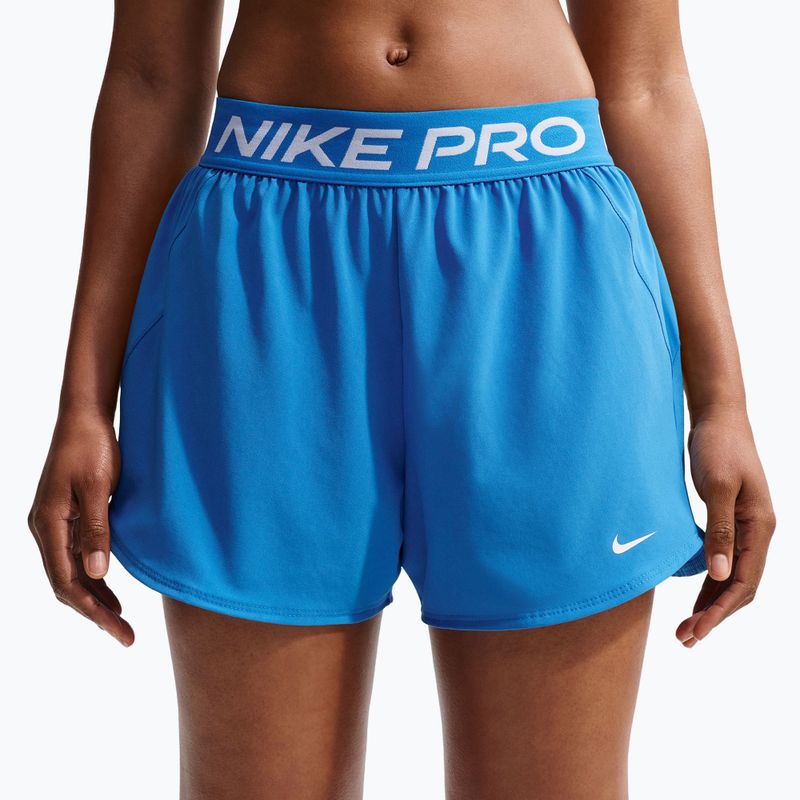 Шорти для тренувань жіночі Nike Pro 2in1 light photo blue/white 6