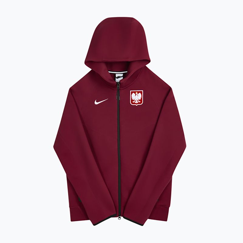 Кофта футбольна чоловіча Nike Tech Fleece Poland Full Zip Hoodie team red 3