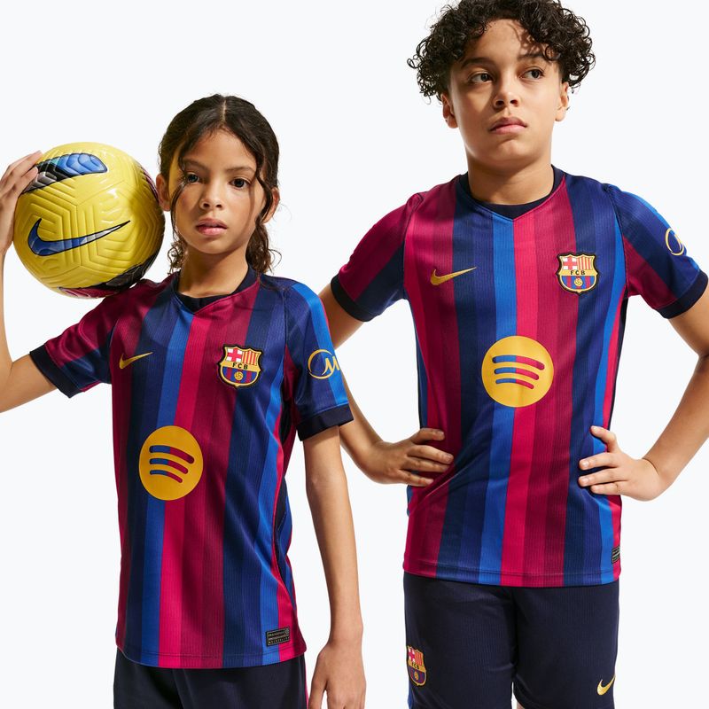 Футболка футбольна дитяча Nike FC Barcelona Dri-Fit Stadium Home deep garnet/blue void/mineral yellow 4