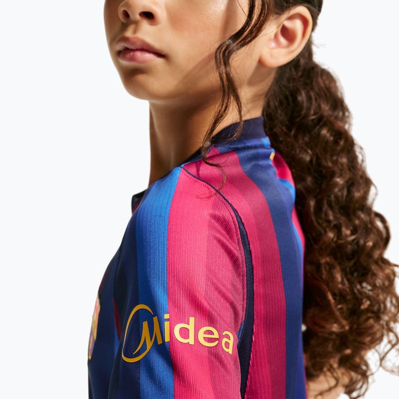 Футболка футбольна дитяча Nike FC Barcelona Dri-Fit Stadium Home deep garnet/blue void/mineral yellow 10