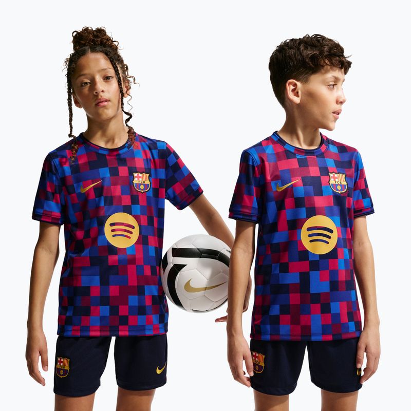 Футболка футбольна дитяча Nike FC Barcelona Dri-Fit Pre-Match noble red/mineral yellow