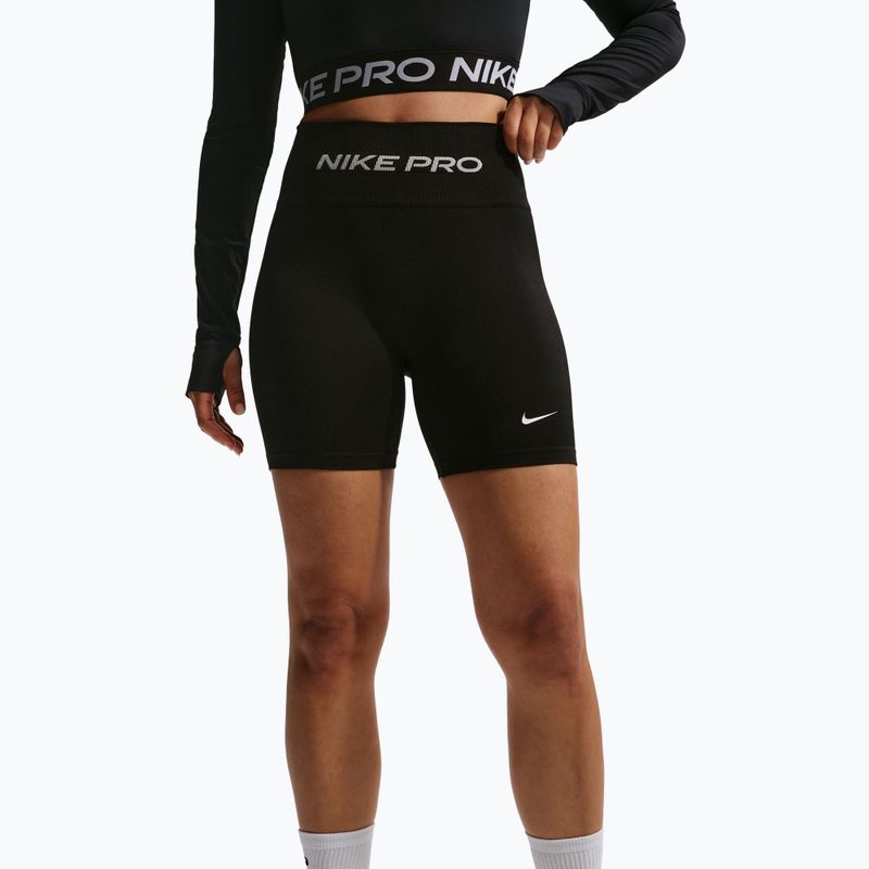 Шорти для тренувань жіночі Nike Pro Seamless High Waisted Biker 5" black/white 5