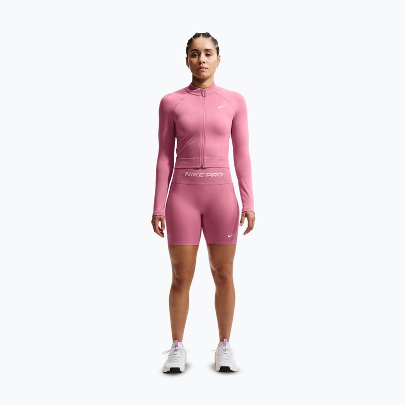 Шорти для тренувань жіночі Nike Pro Seamless High Waisted Biker 5" peony/white 2