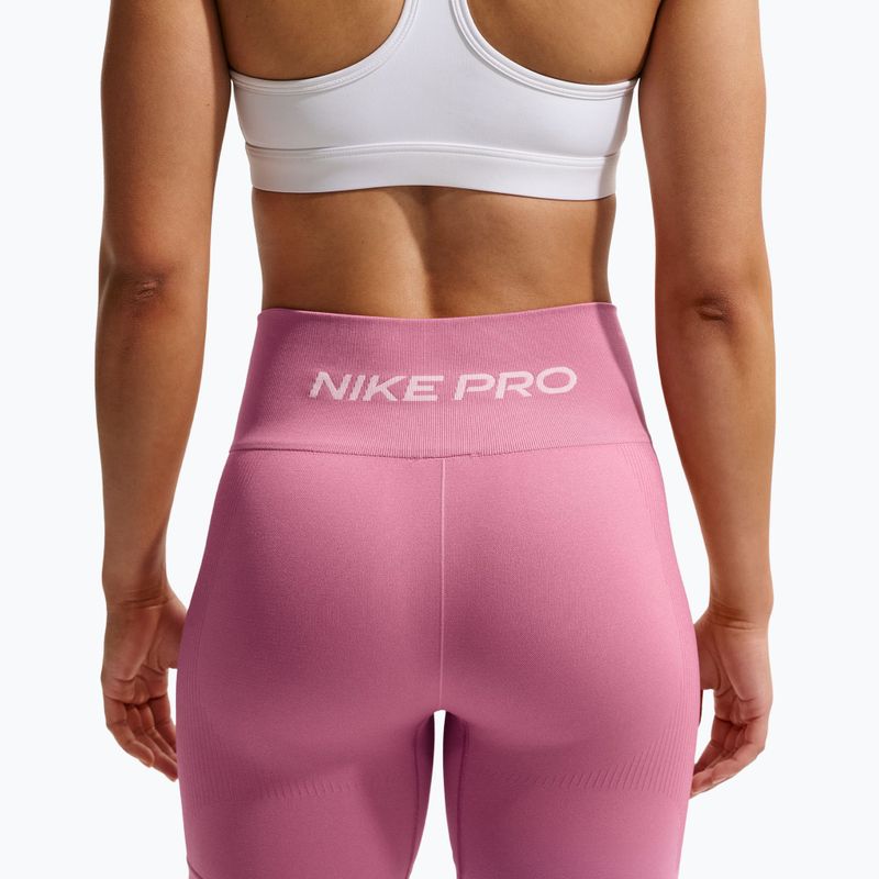 Шорти для тренувань жіночі Nike Pro Seamless High Waisted Biker 5" peony/white 6