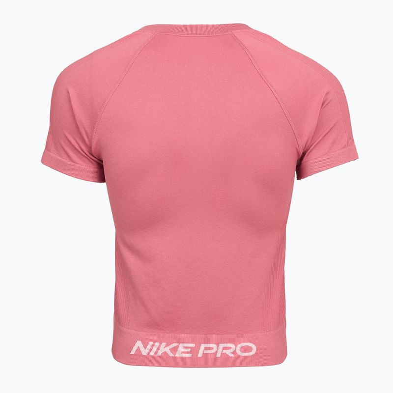 Футболка для тренувань жіноча Nike Pro Seamless Dri-Fit peony/white 2