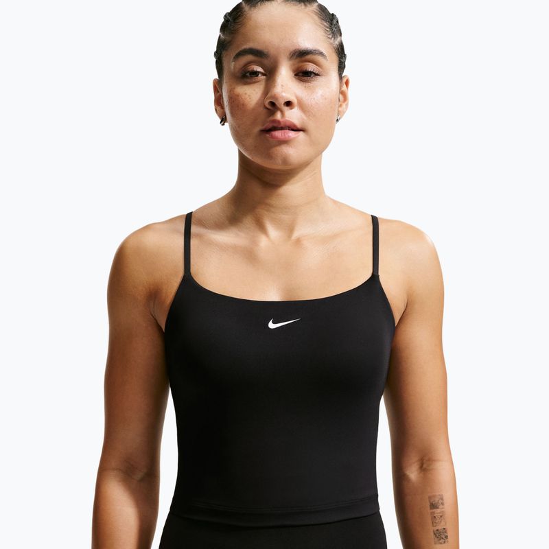 Жіноча тренувальна футболка Nike One Medium Support чорний/білий 4