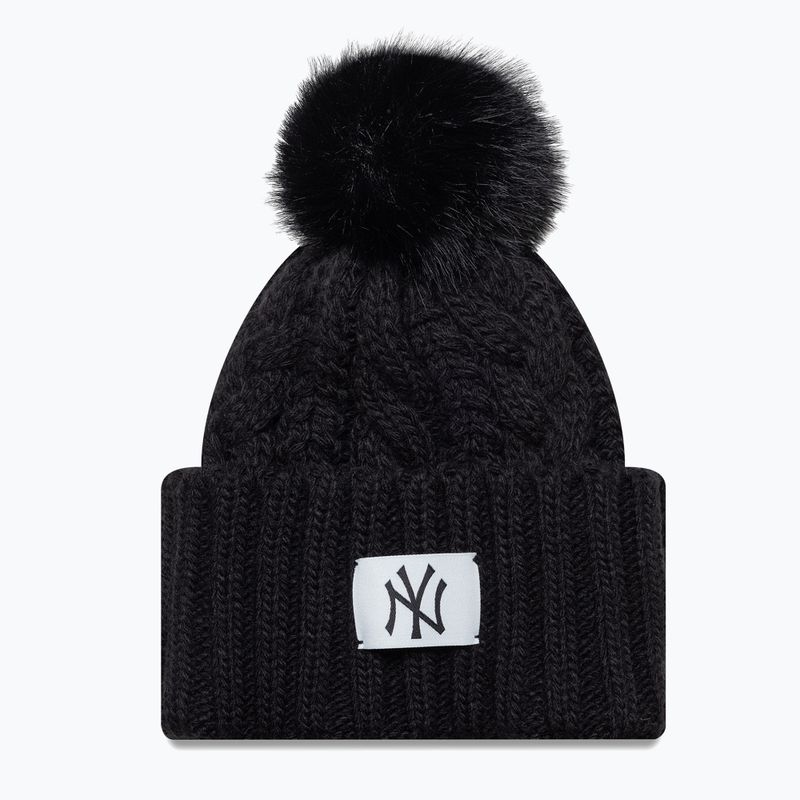 Шапка зимова жіноча New Era Cable Wide New York Yankees black