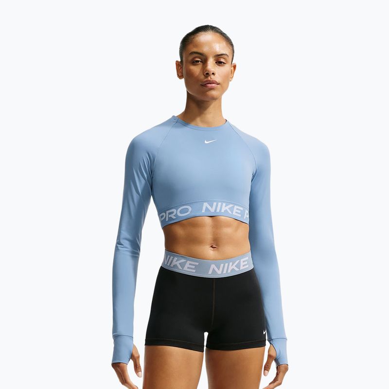 Лонгслів жіночий Nike Pro work blue/white