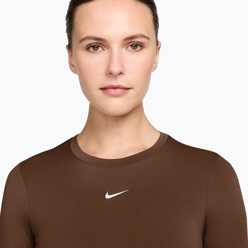 Лонгслів для тренувань жіночий Nike One Fitted cacao wow/white 3