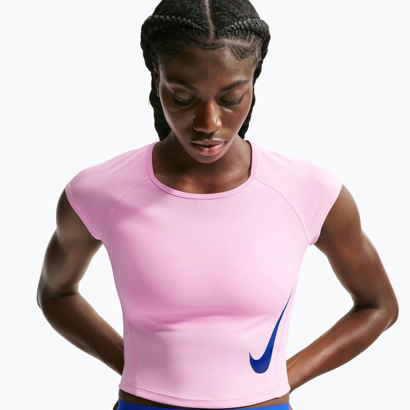 Футболка для бігу жіноча Nike Tempo Swoosh Run Dri-Fit pink rise/pink rise/old royal