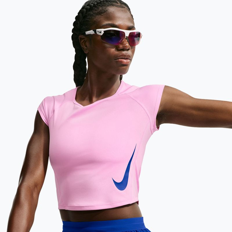 Футболка для бігу жіноча Nike Tempo Swoosh Run Dri-Fit pink rise/pink rise/old royal 4