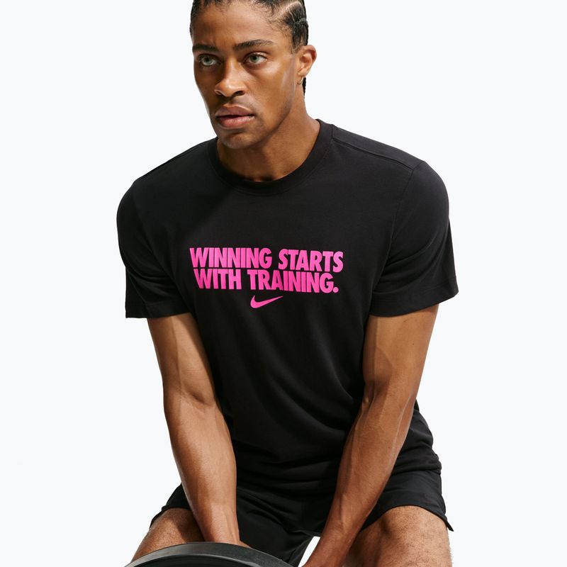 Футболка для тренувань чоловіча Nike Dri-Fit Winning black/hyper pink 5