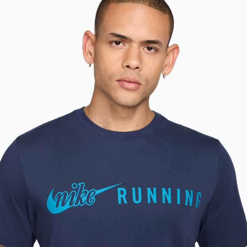 Футболка для бігу чоловіча Nike Dri-Fit Running T-Shirt midnight navy/light current blue 3