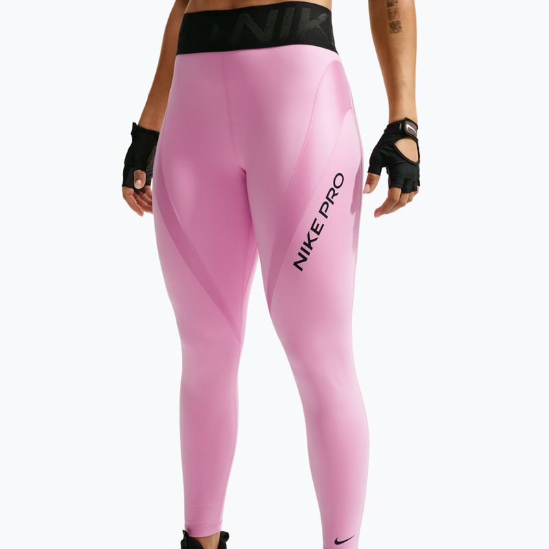 Легінси для тренувань жіночі Nike Pro Sculpt High-Waisted 7/8 pink rise/black/black 4