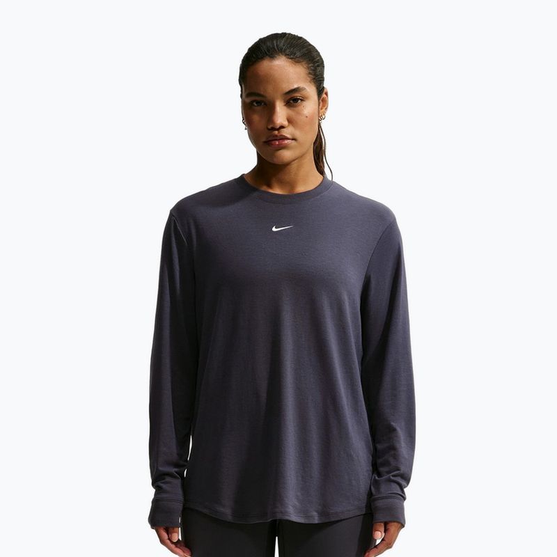 Лонгслів для тренувань жіночий Nike One Relaxed Dri-Fit gridiron/white