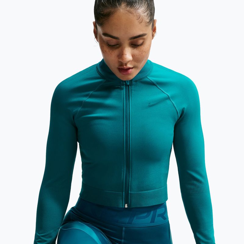 Кофта тренувальна жіноча Nike Pro Seamless Full Zip Top bright spruce 4