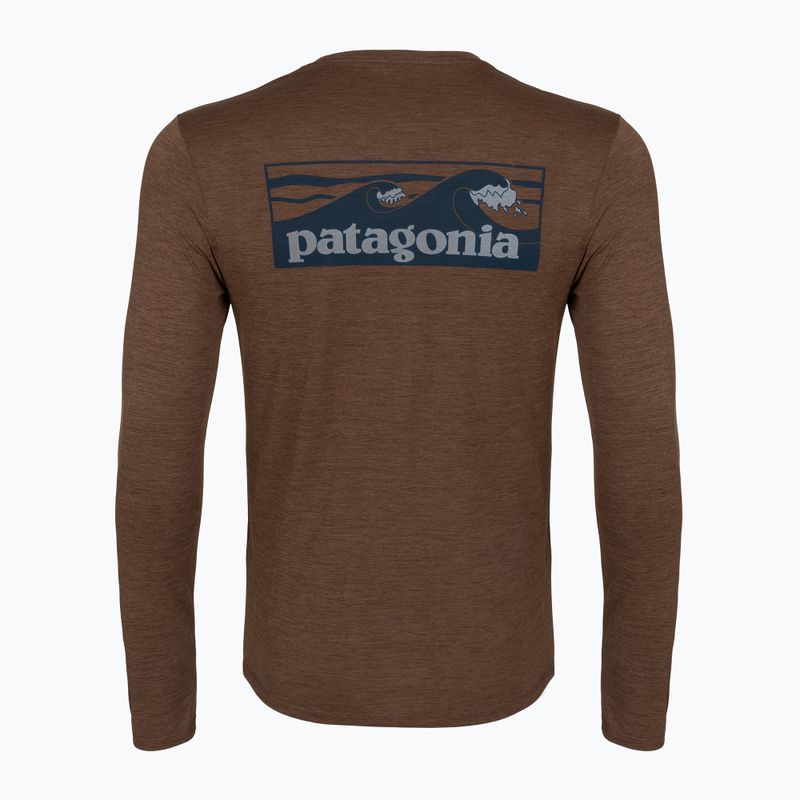 Лонгслів чоловічий Patagonia Cap Cool Daily Boardshort Logo LS berm brown - light berm brown x-dye 2