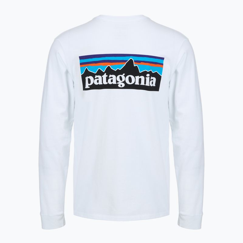 Лонгслів чоловічий Patagonia P-6 Logo Responsibili fiber white 2