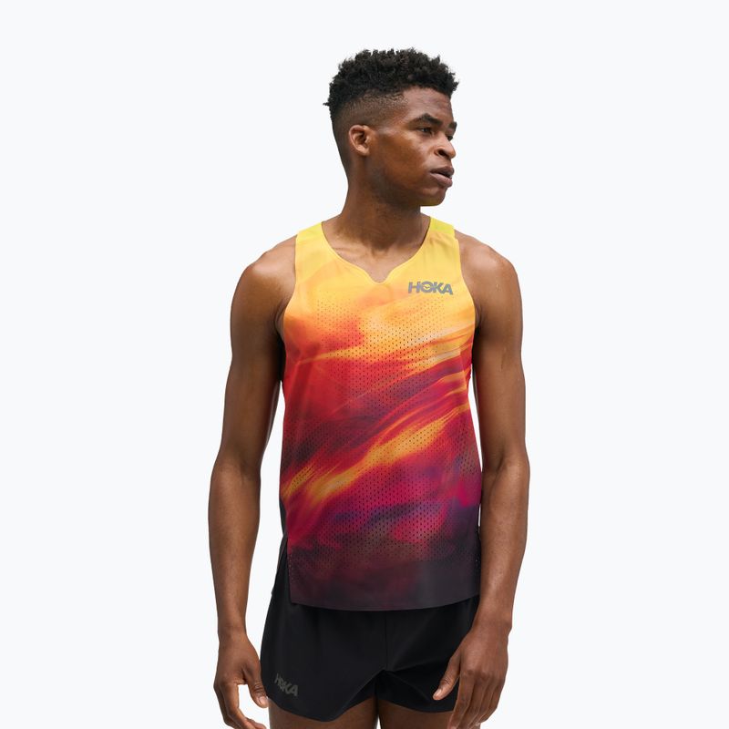Футболка для бігу чоловіча HOKA Race Day Singlet TR Print hoka citrus 4